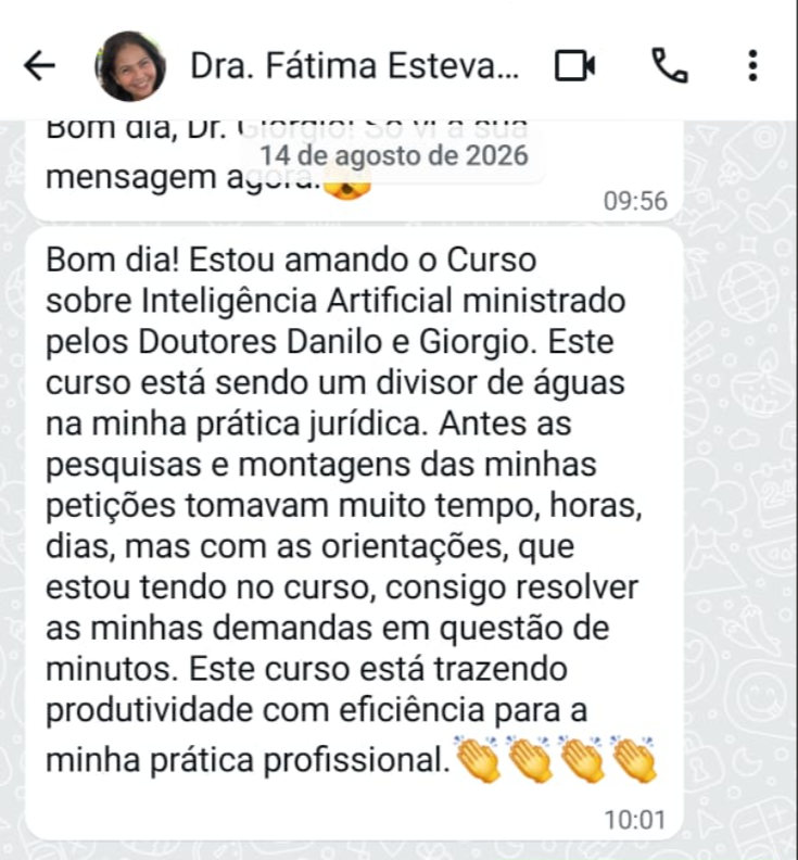 Depoimento de aluno da Prática Jurídica 8x1