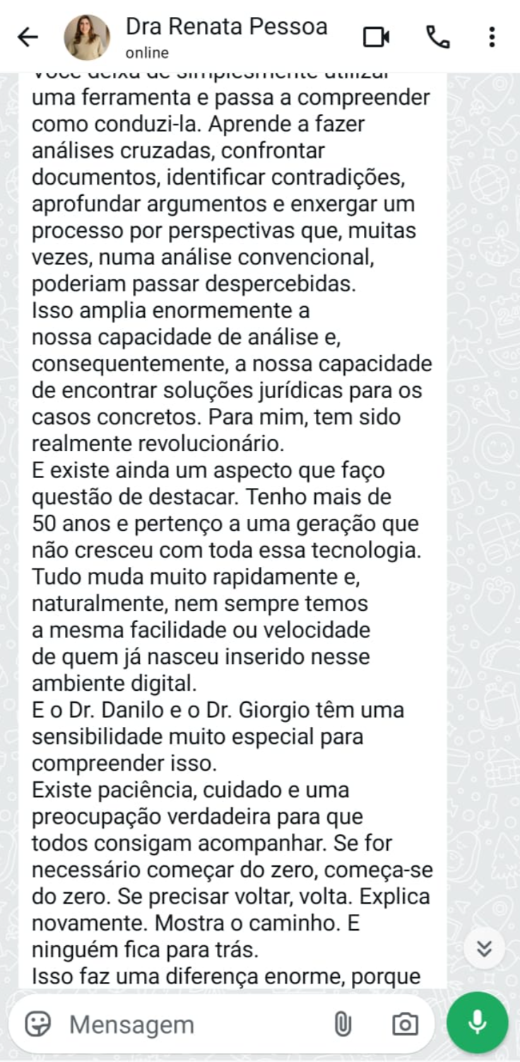 Depoimento de aluno da Prática Jurídica 8x1